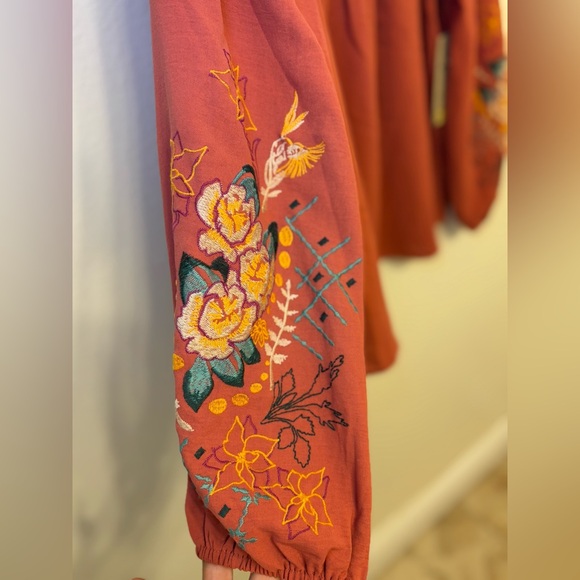 Knox Rose Rust Embroidered Women's Blouse - Picture 4 of 7